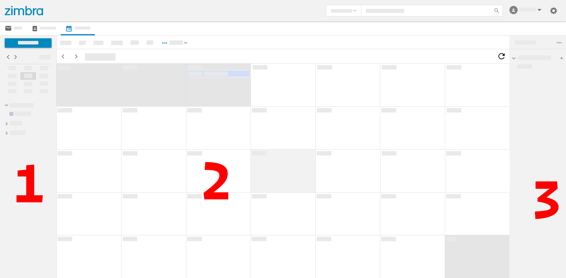 Official view of Zimbra Modern Calendar